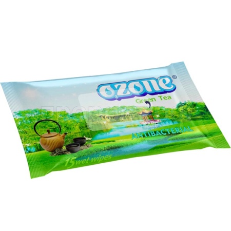 Салфетки влажные Ozone (15шт) зеленый чай /132шт/140222